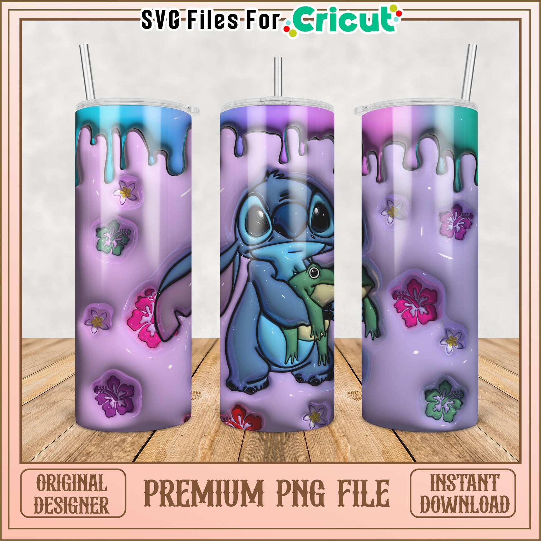 Cute Stitch Tumbler PNG Design for Cricut Instant Download File