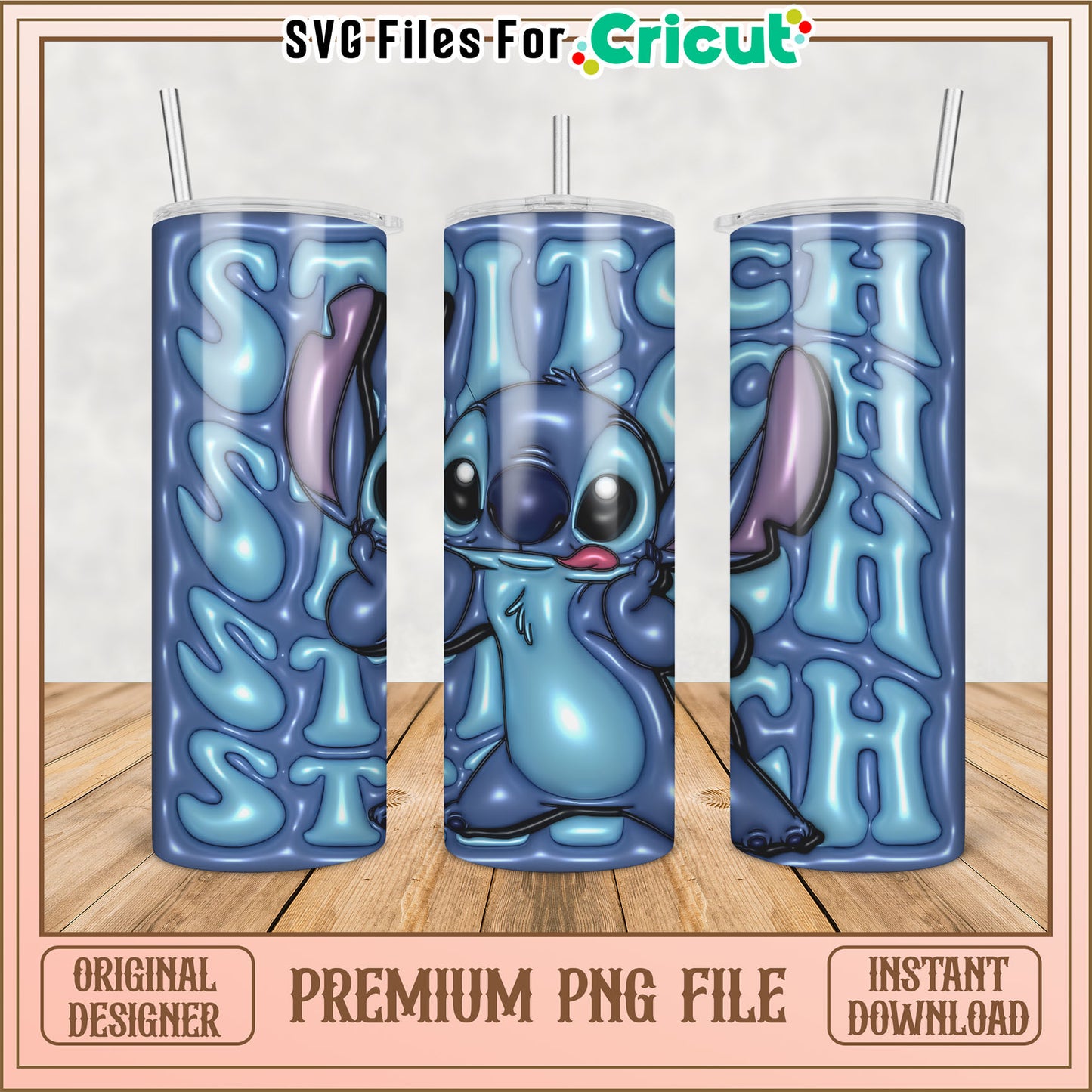 Cute Stitch Tumbler PNG File for Cricut Crafting Instant Download