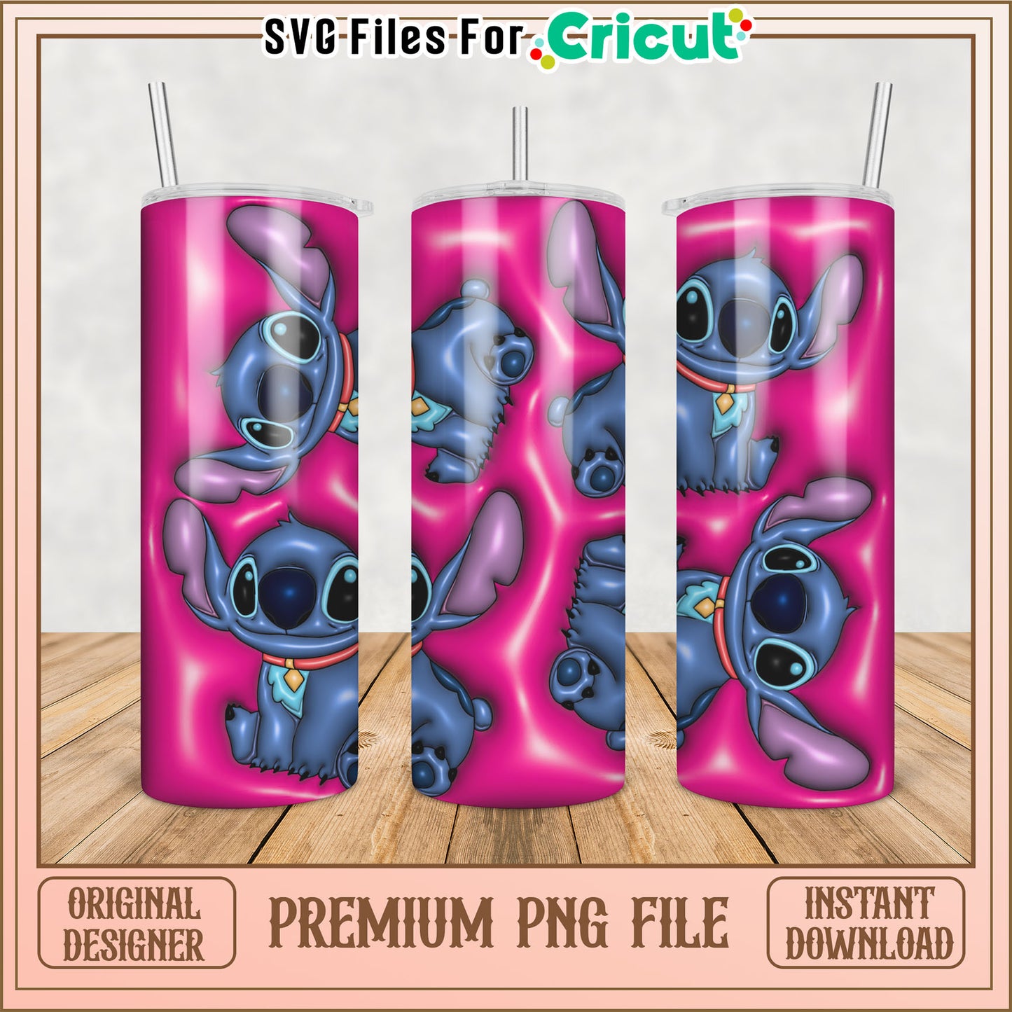 Cute Stitch Tumbler PNG File for Cricut Crafting Projects