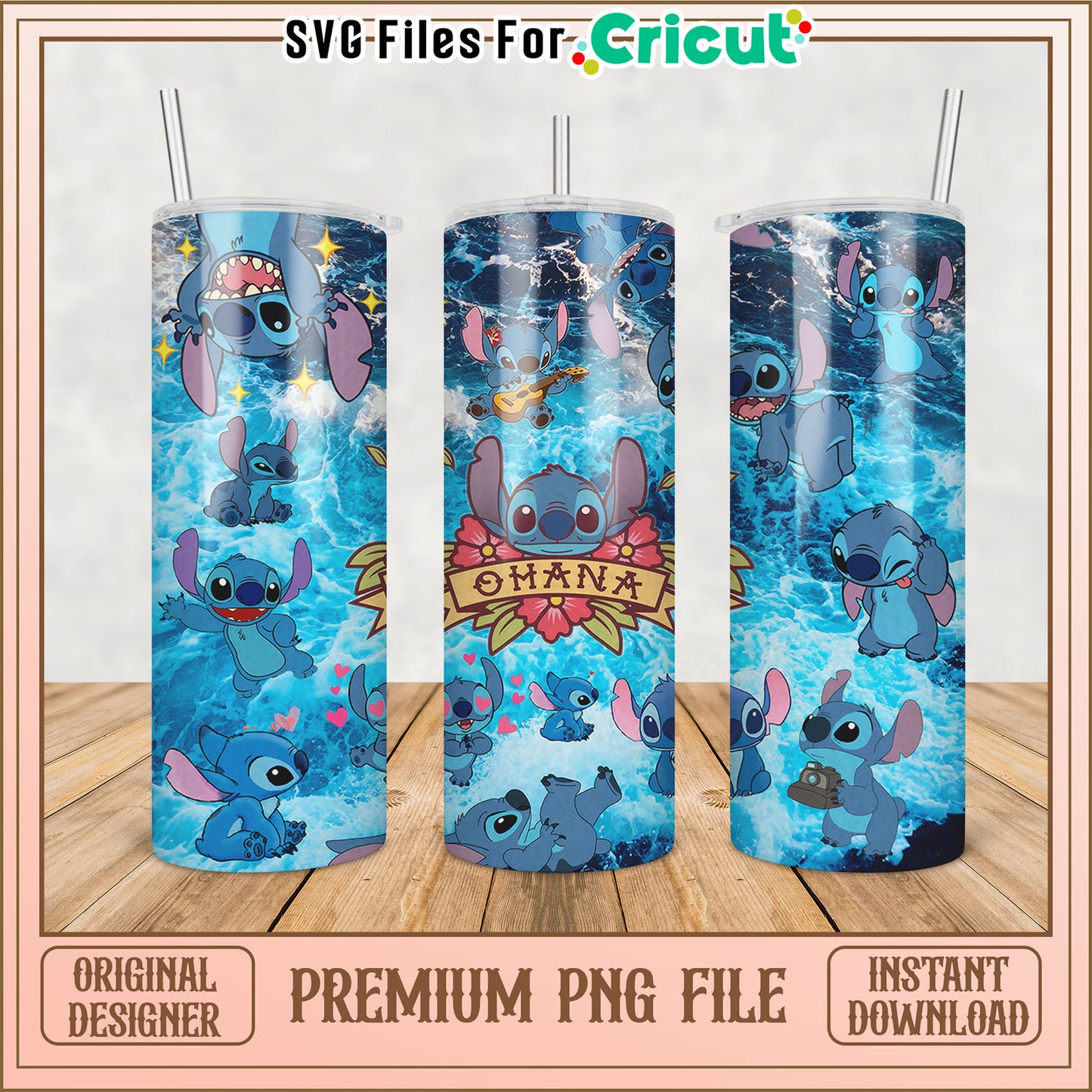 Cute Stitch Tumbler PNG for Cricut Crafting Design