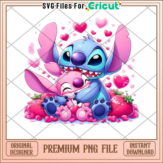 Cute Stitch and Angel Hugging PNG for Cricut Lovers