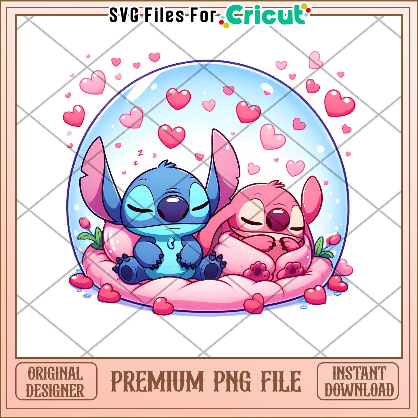 Cute Stitch and Angel Love PNG for Cricut Crafting