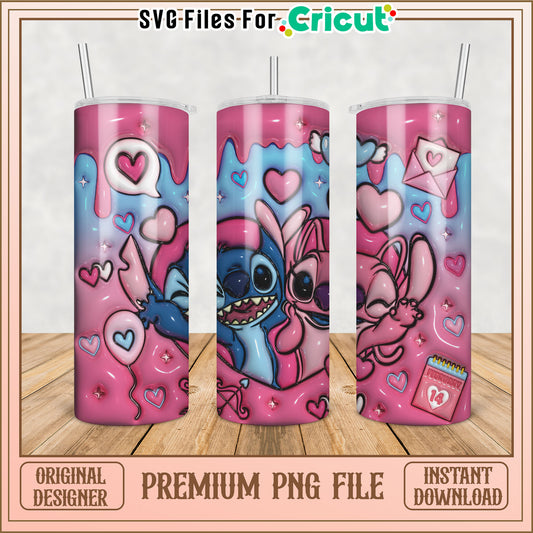 Cute Stitch and Angel Tumbler PNG Design for Cricut Projects