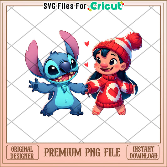 Cute Stitch and Lilo PNG File for Cricut Projects