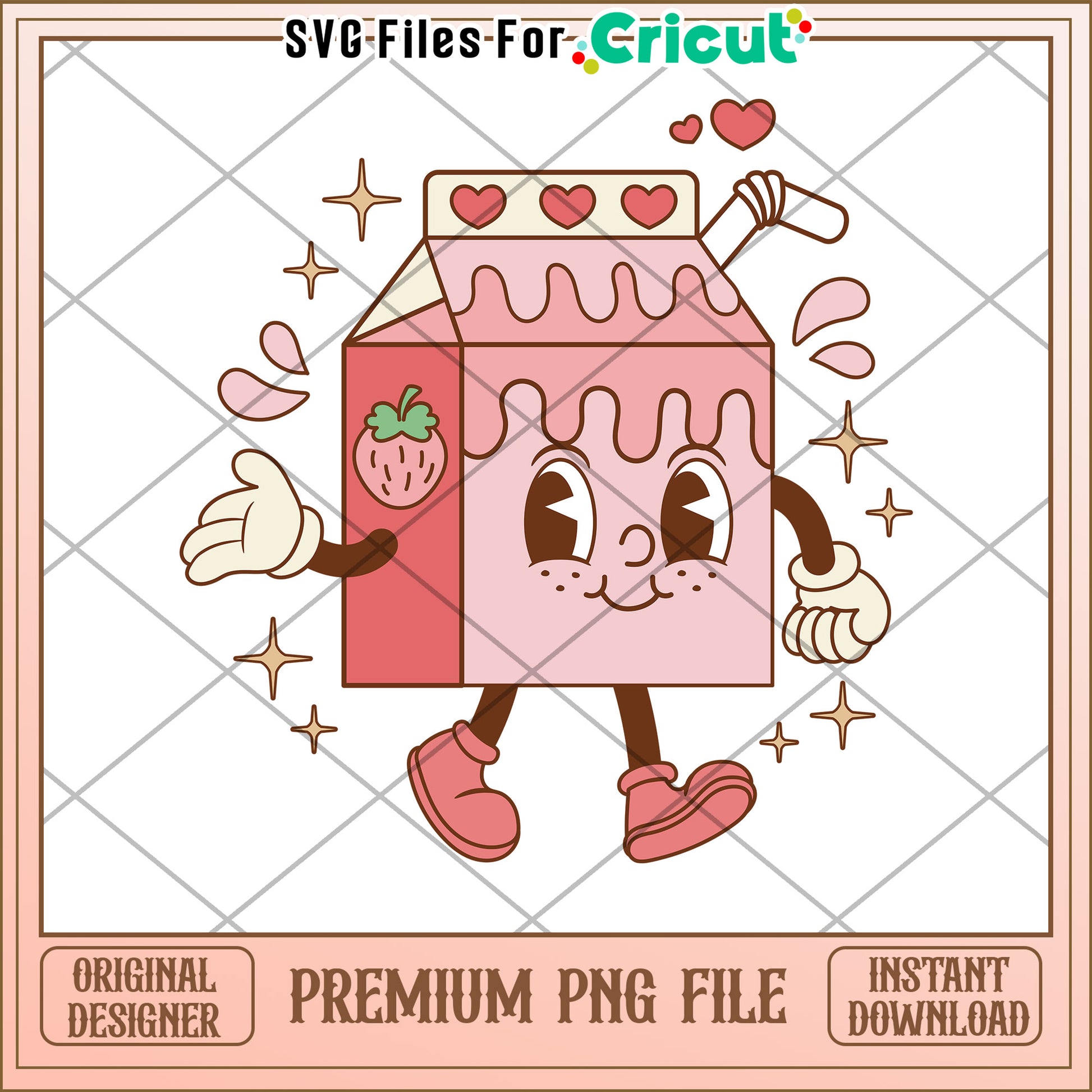 Cute Strawberry Milk Carton PNG