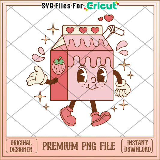Cute Strawberry Milk Carton PNG