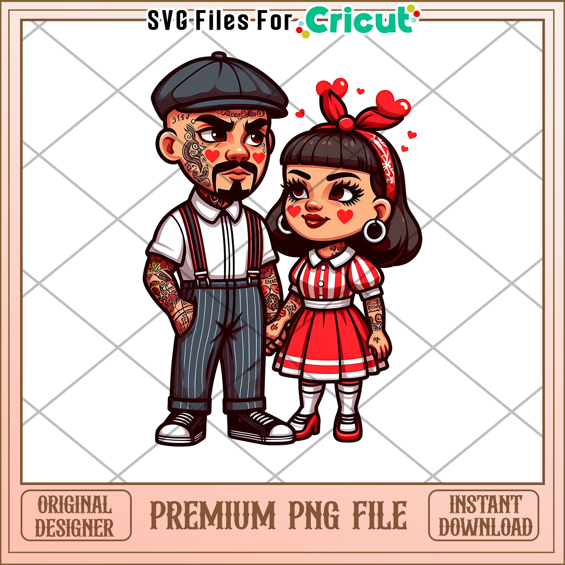 Cute Tattoo Couple PNG Cricut File