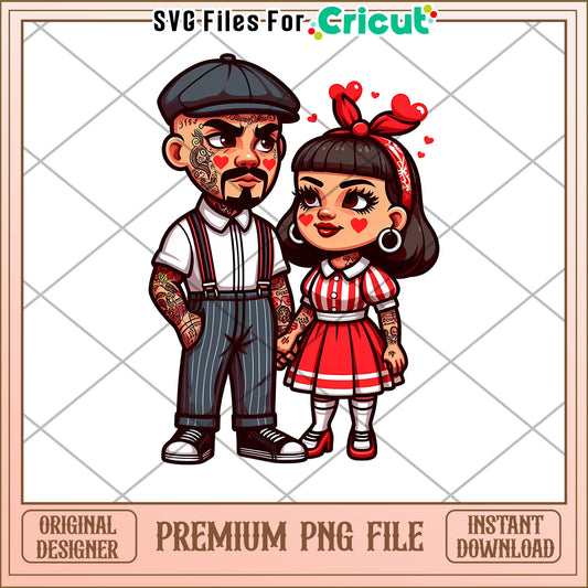 Cute Tattoo Couple PNG Cricut File