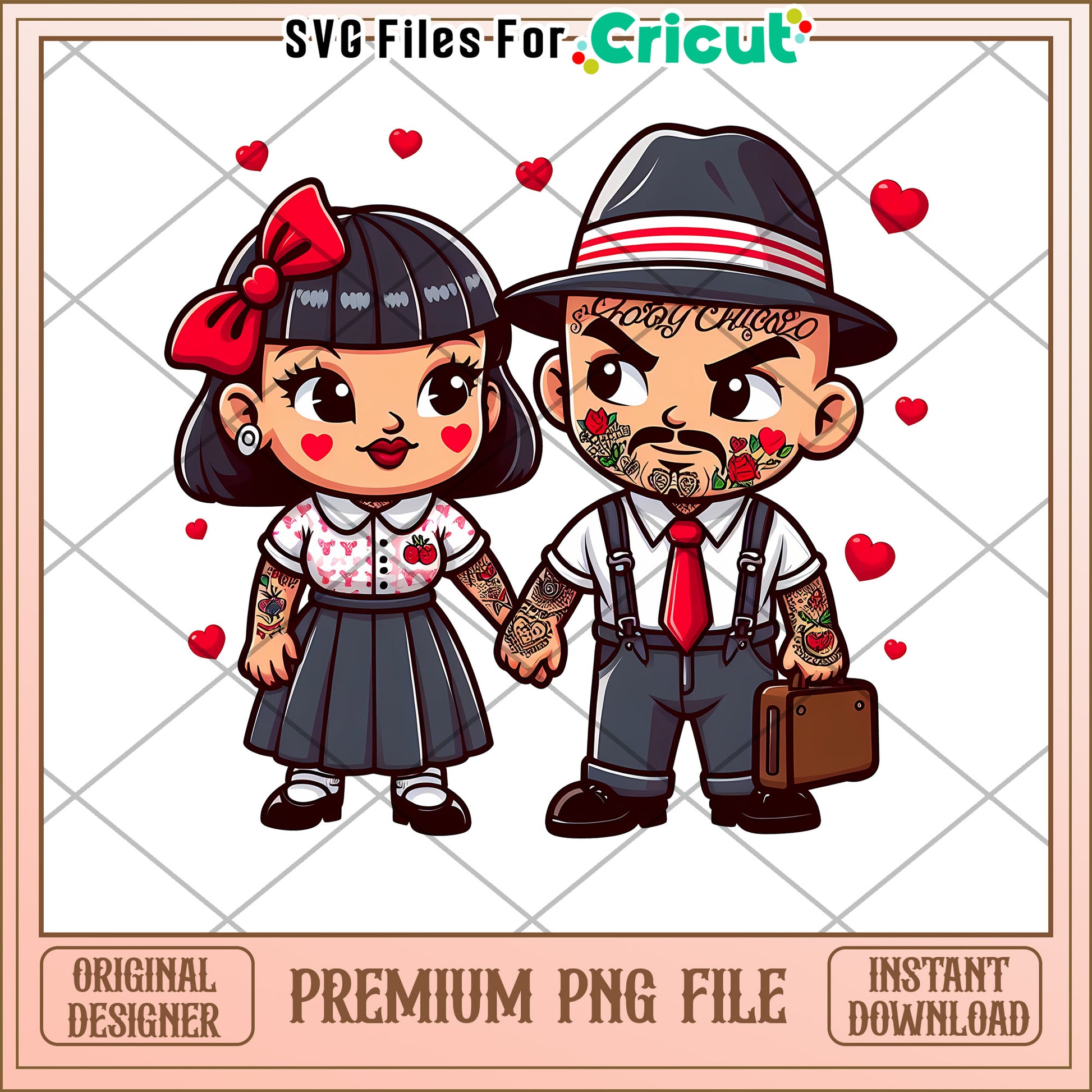 Cute Tattoo Couple PNG  Instant Download