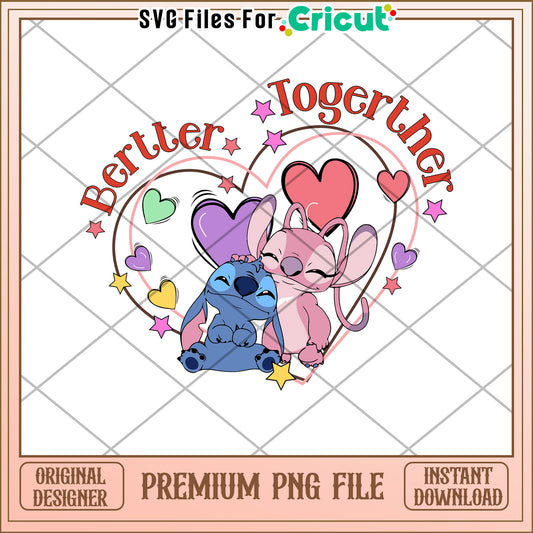 Cute Together Love Hearts PNG for Cricut Instant Download File