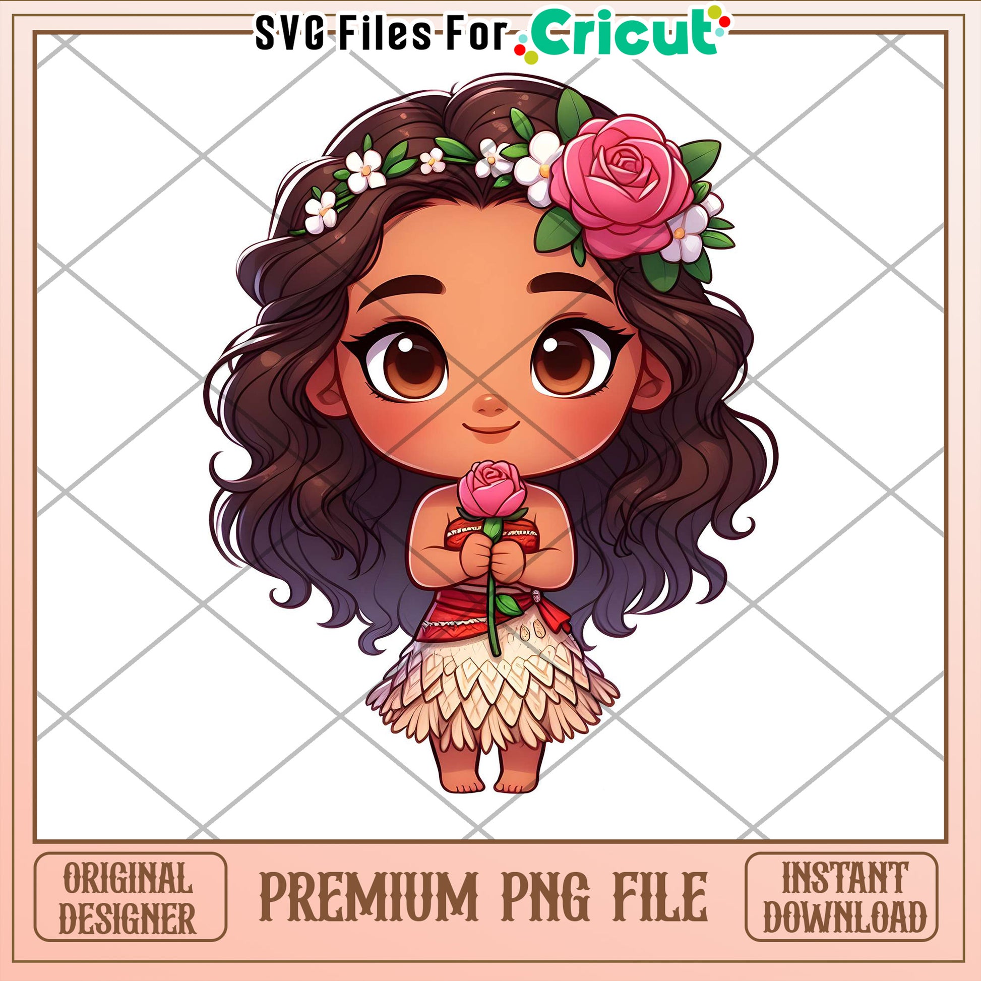Cute Tropical Girl Holding Flower PNG for Crafting Projects