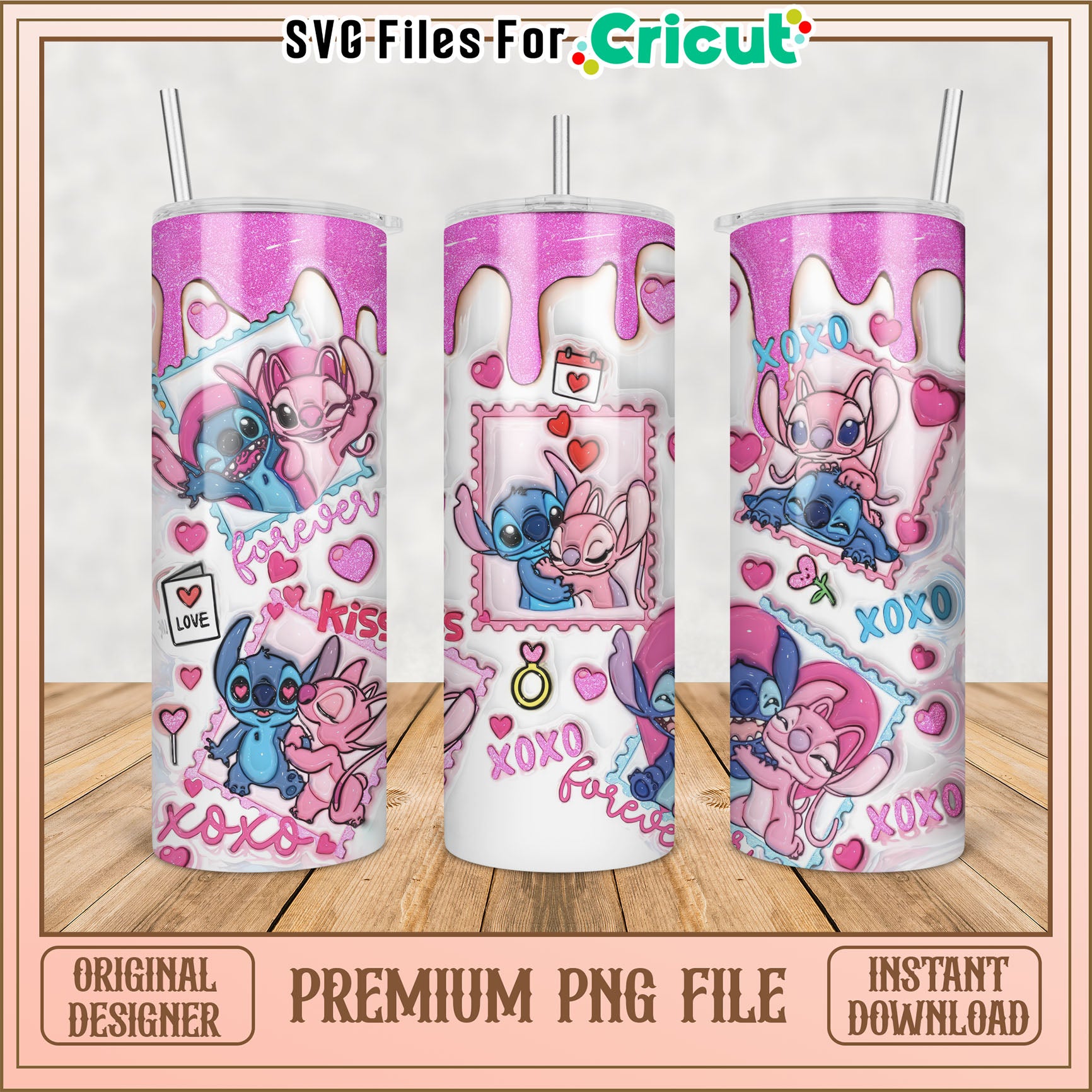 Cute Tumbler Design with Cartoon Characters Perfect for Cricut Users