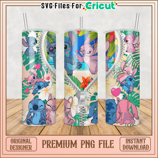 Cute Tumbler PNG Design with Cartoon Characters for Cricut