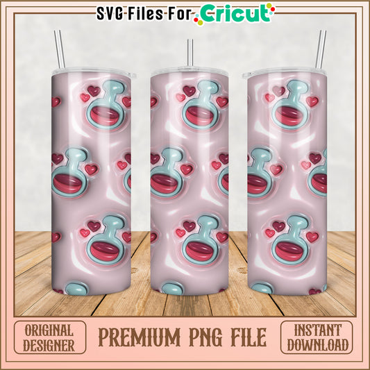 Cute Tumbler PNG Design with Hearts for Cricut Projects Download