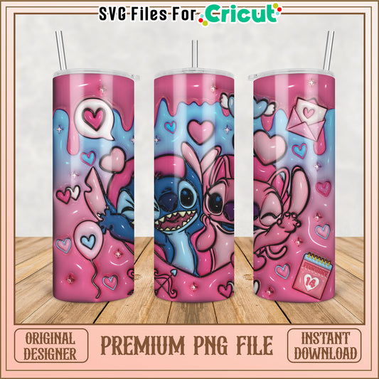 Cute Tumbler PNG File Featuring Stitch and Angel for Cricut Crafts