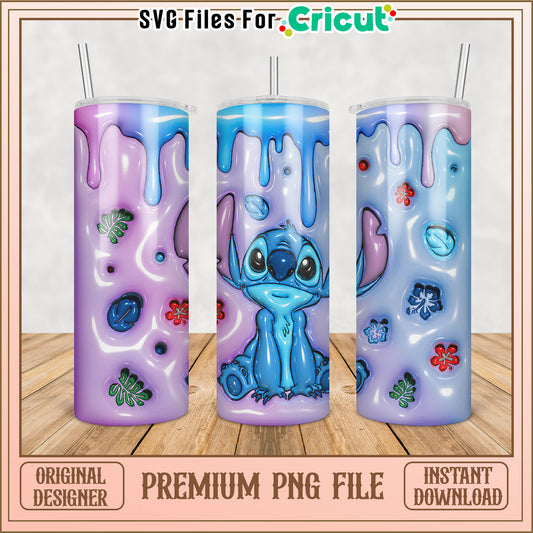 Cute Tumbler PNG File with Colorful Drippy Design