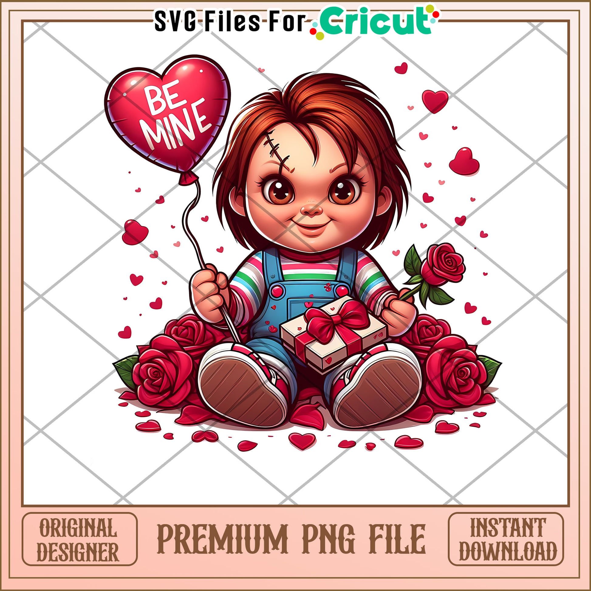 Cute Valentine’s Day PNG Decoration with Heart Balloon and Roses