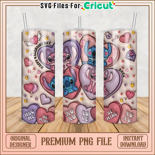 Cute Valentine's Day Tumbler PNG File for Crafts and Gifts
