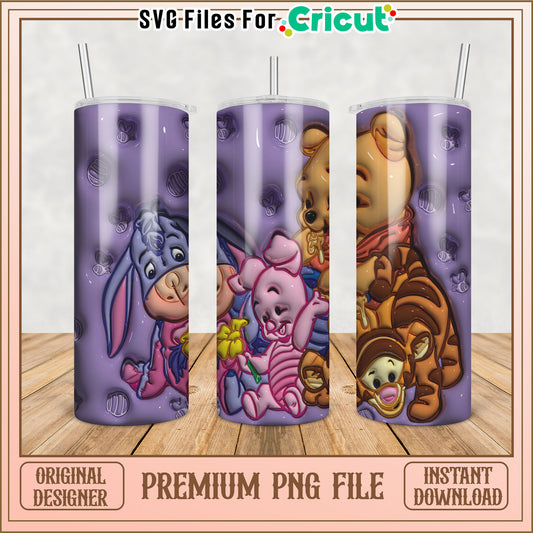 Cute Winnie the Pooh Tumbler Design PNG for Cricut Crafts