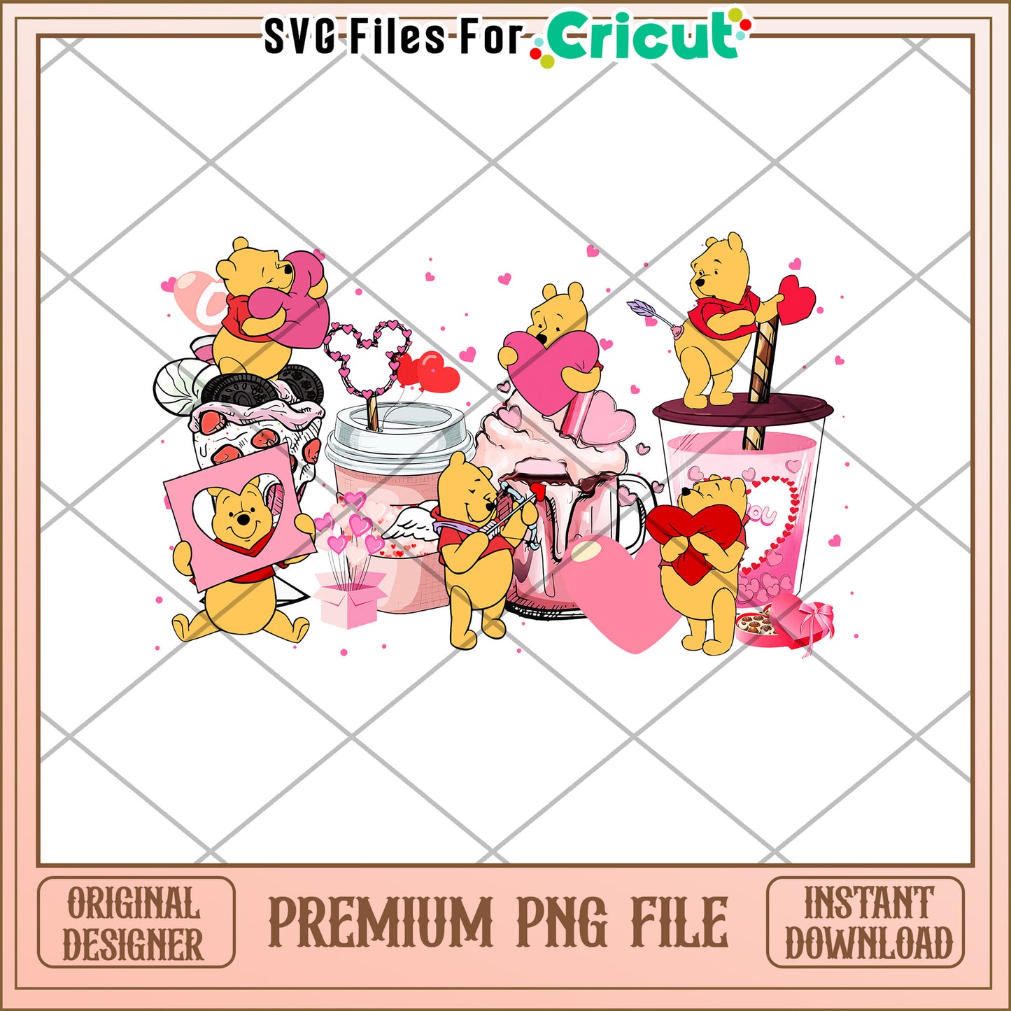 Cute Winnie the Pooh Valentine PNG File for Crafts
