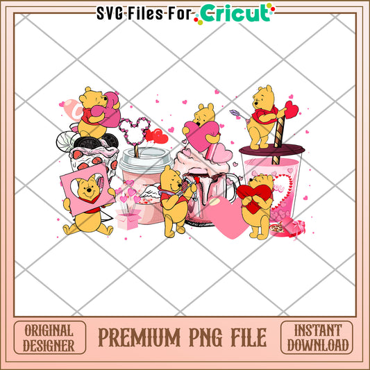 Cute Winnie the Pooh Valentine PNG File for Crafts