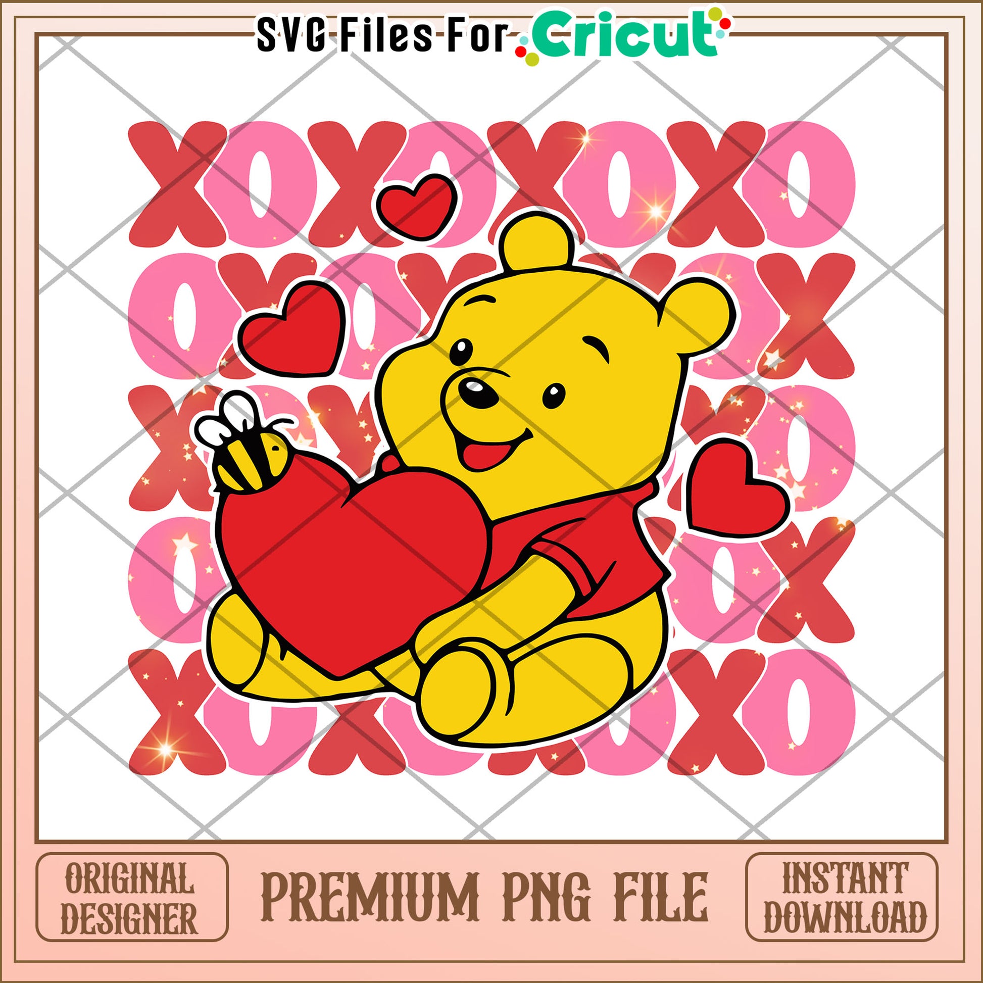 Cute Winnie the Pooh Valentine PNG for Cricut Design