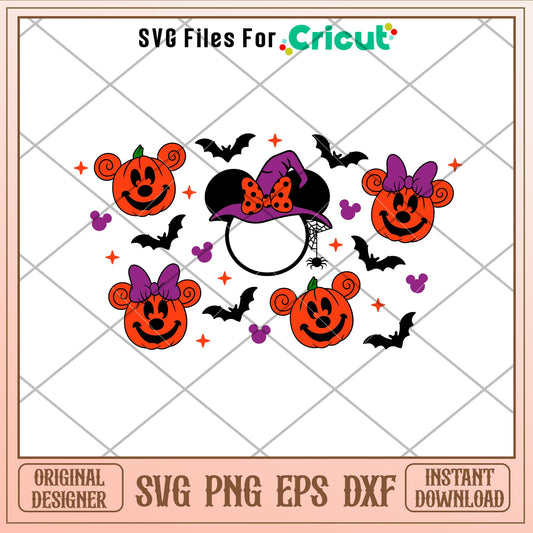 Cute Witch Full Wrap, Cute Witch Minnie Mouse Starbucks Full Wrap Svg
