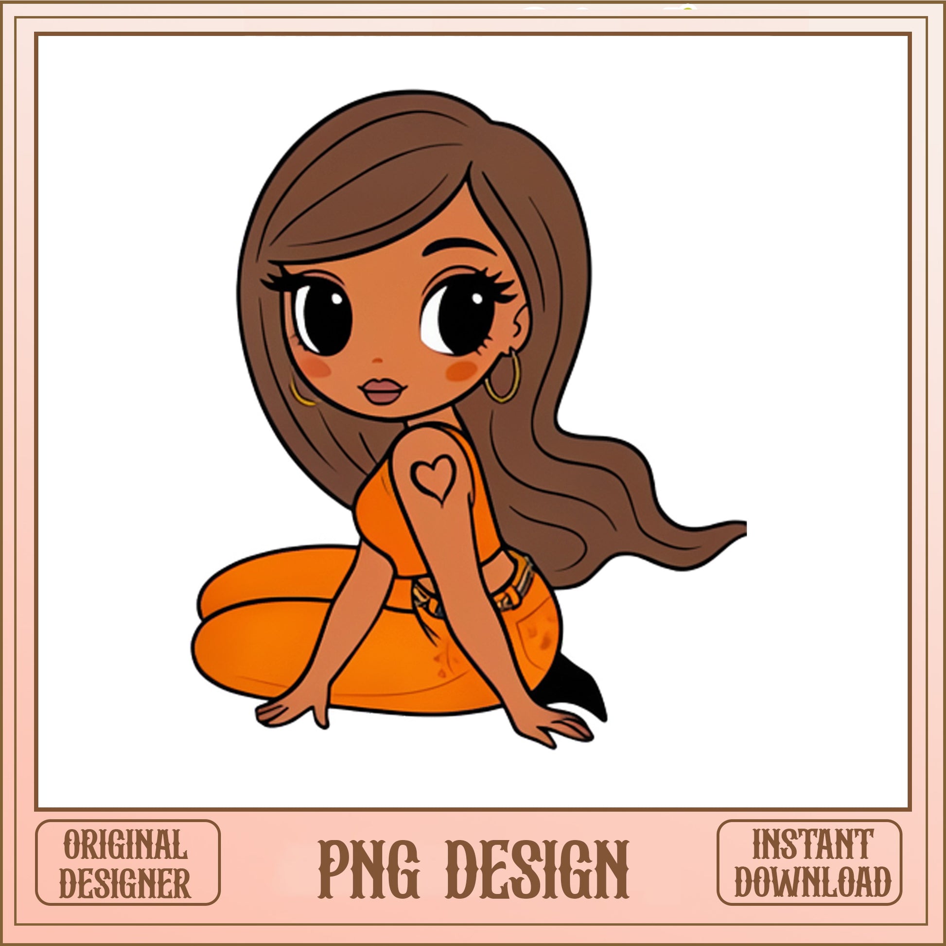 Cute Black Girl Sitting PNG, Afro Girl Clipart, Fashion Girl PNG
