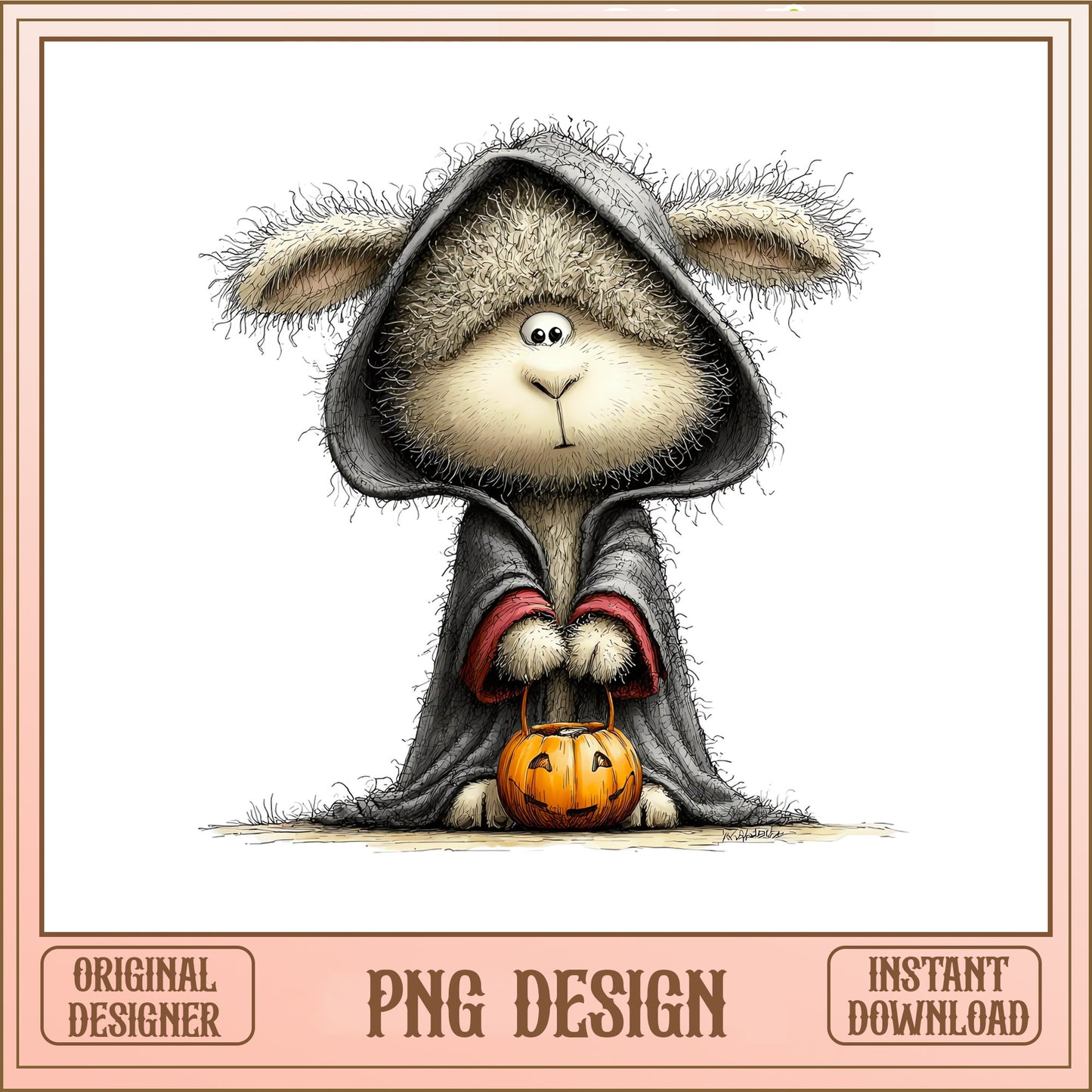 Cute Bunny Halloween PNG, Rabbit Witch Cloak PNG, Pumpkin PNG