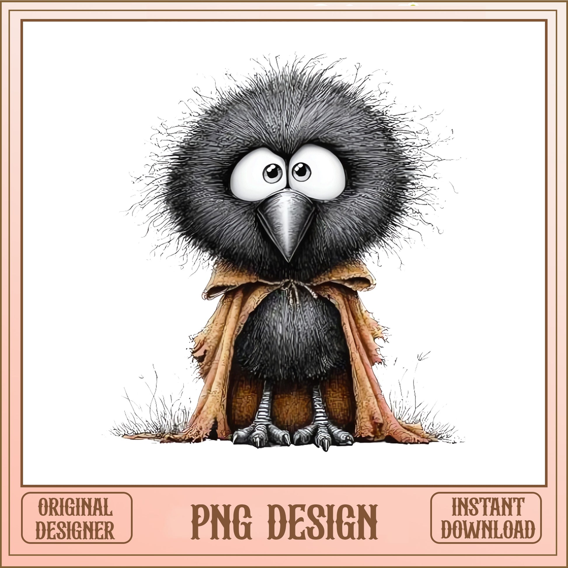 Cute Crow With Cape PNG, Funny Raven Clipart, Halloween PNG