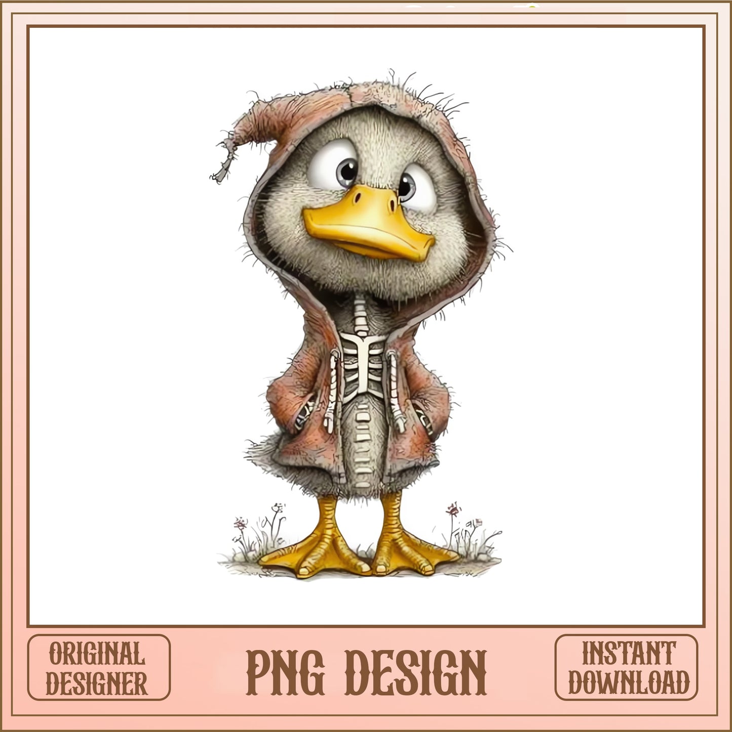 Cute Duck Skeleton Hoodie PNG, Funny Duck Clipart, Halloween PNG