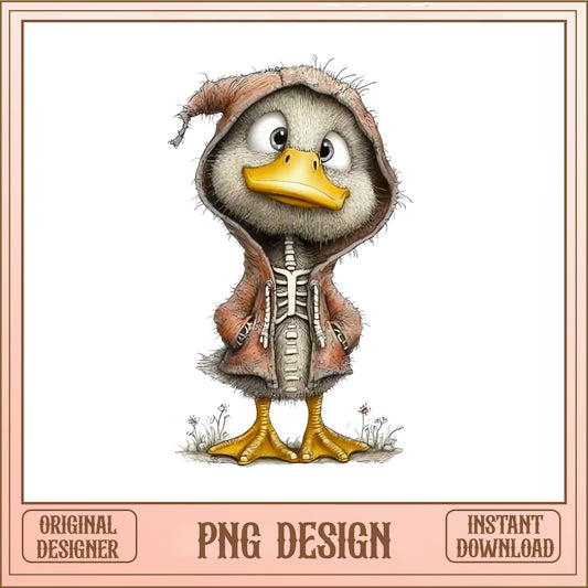 Cute Duck Skeleton Hoodie PNG, Funny Duck Clipart, Halloween PNG