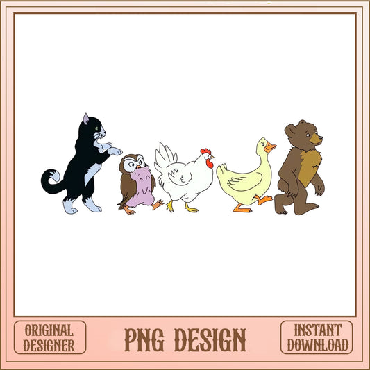 Cute Farm Animals PNG, Cat Owl Chicken Duck Bear Clipart, Animal PNG