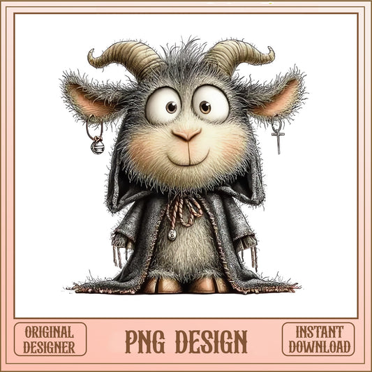 Cute Goat Clipart PNG, Funny Goat With Horns PNG, Goat PNG