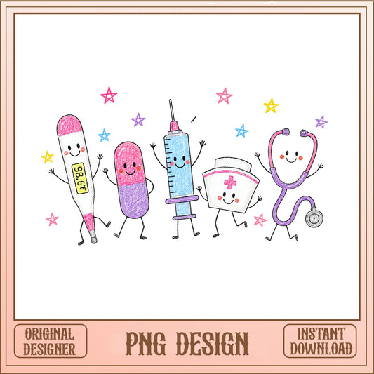 Cute Nurse Medical Characters PNG, Kawaii Nurse Clipart PNG, Nurse PNG