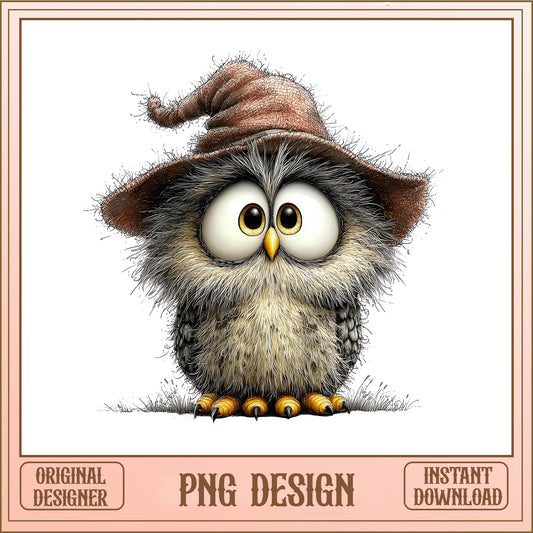Cute Owl With Witch Hat PNG, Funny Owl Clipart, Halloween PNG