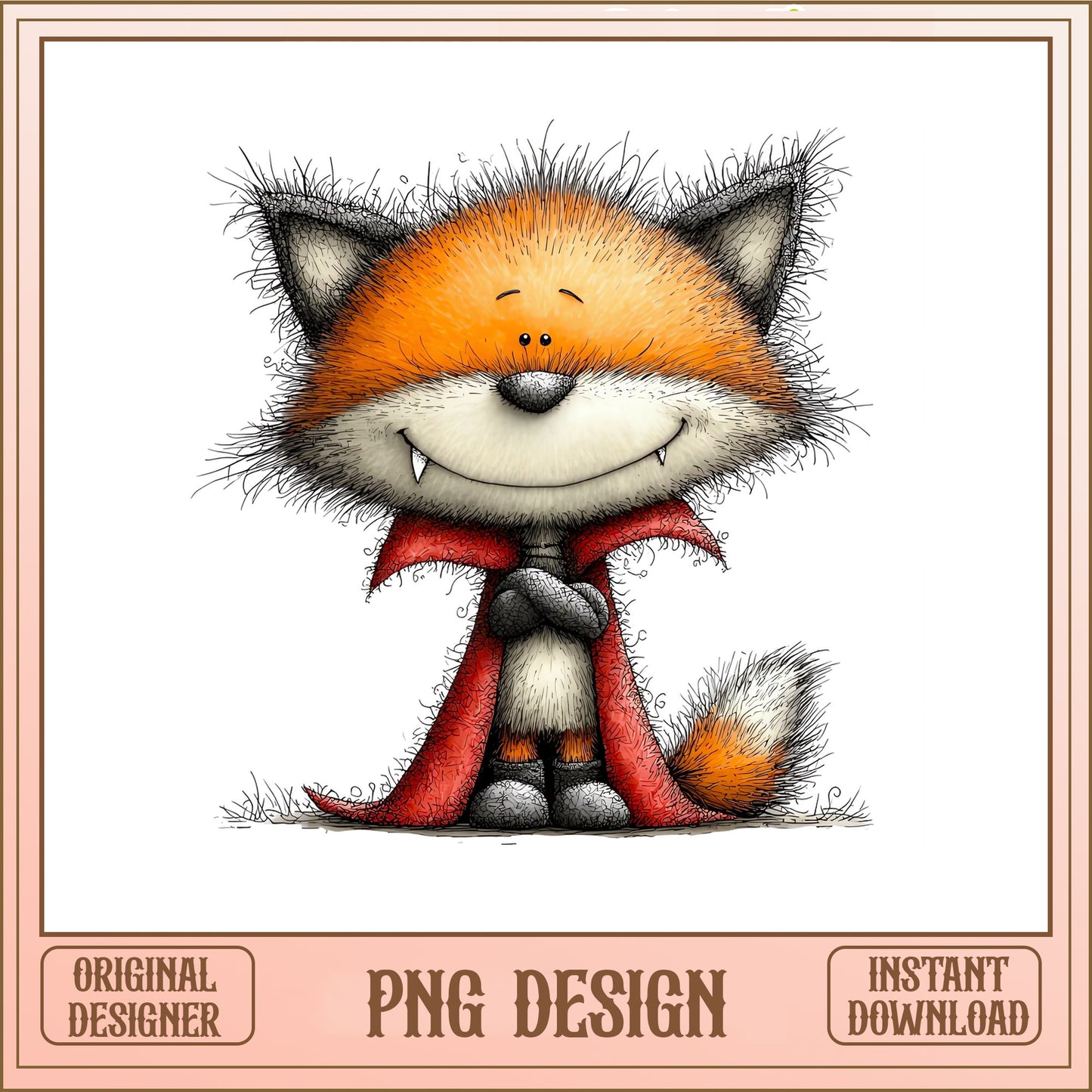 Cute Vampire Fox PNG, Halloween Fox Clipart, Spooky Fox PNG