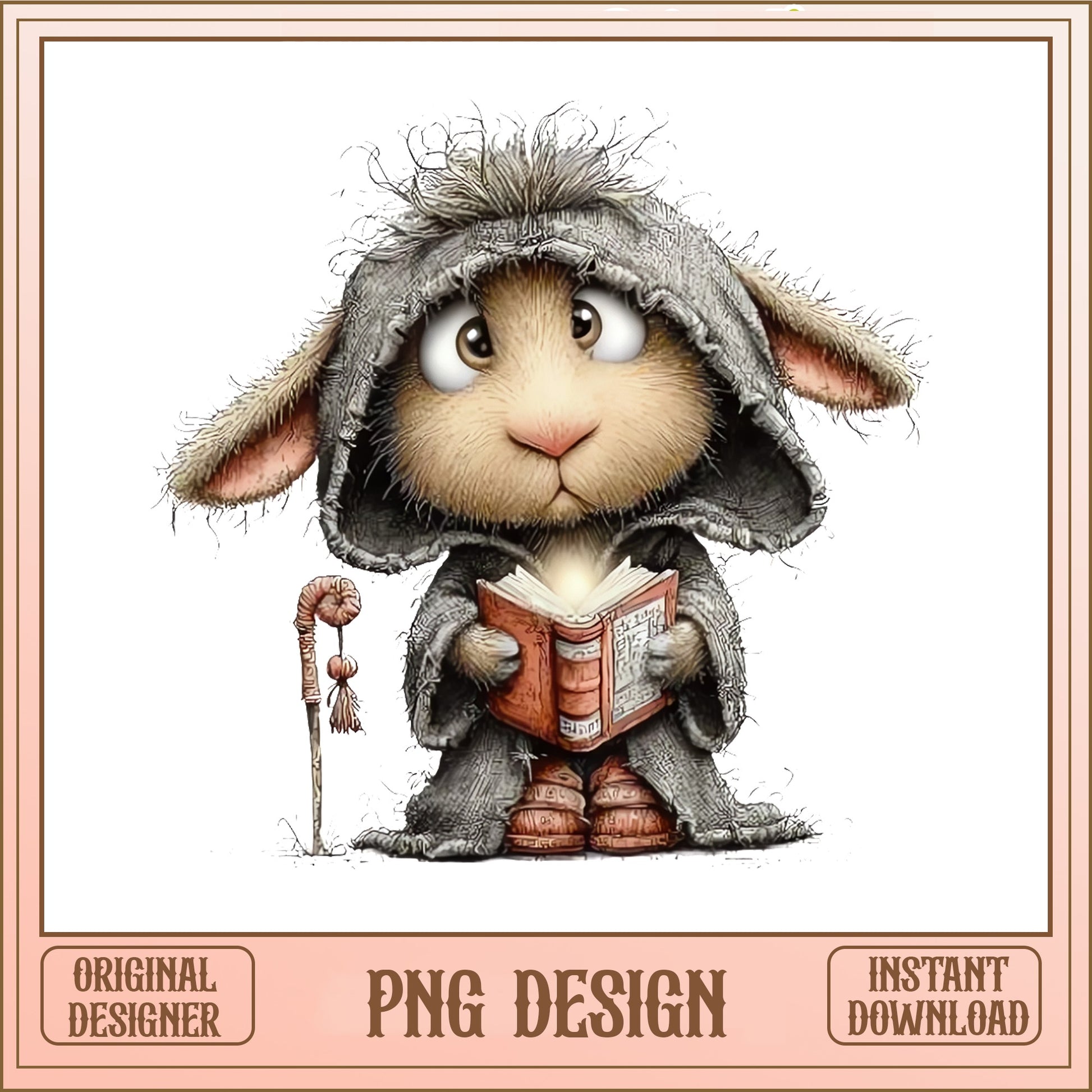 Cute Wizard Bunny PNG, Magic Rabbit Clipart, Fantasy Animal PNG