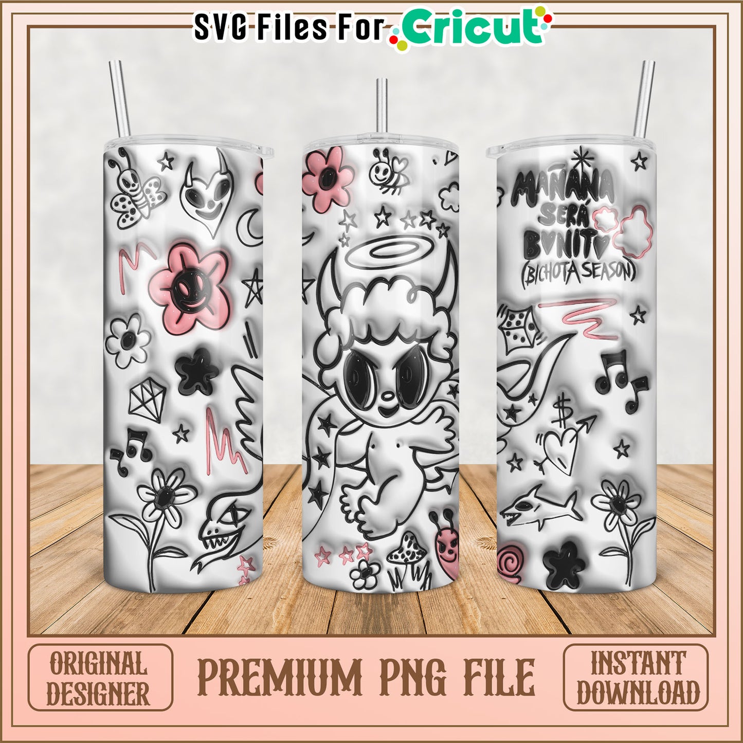 Cute and Colorful Tumbler Designs PNG for Cricut Projects Download