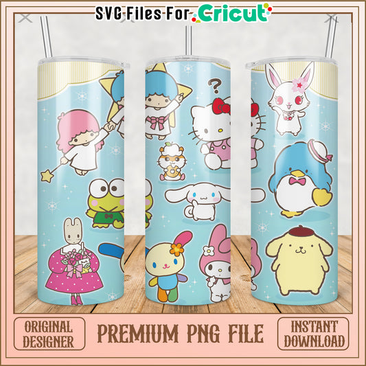 Cute and lovely characters tumbler png, cute cartoon png, hello kitty​ png