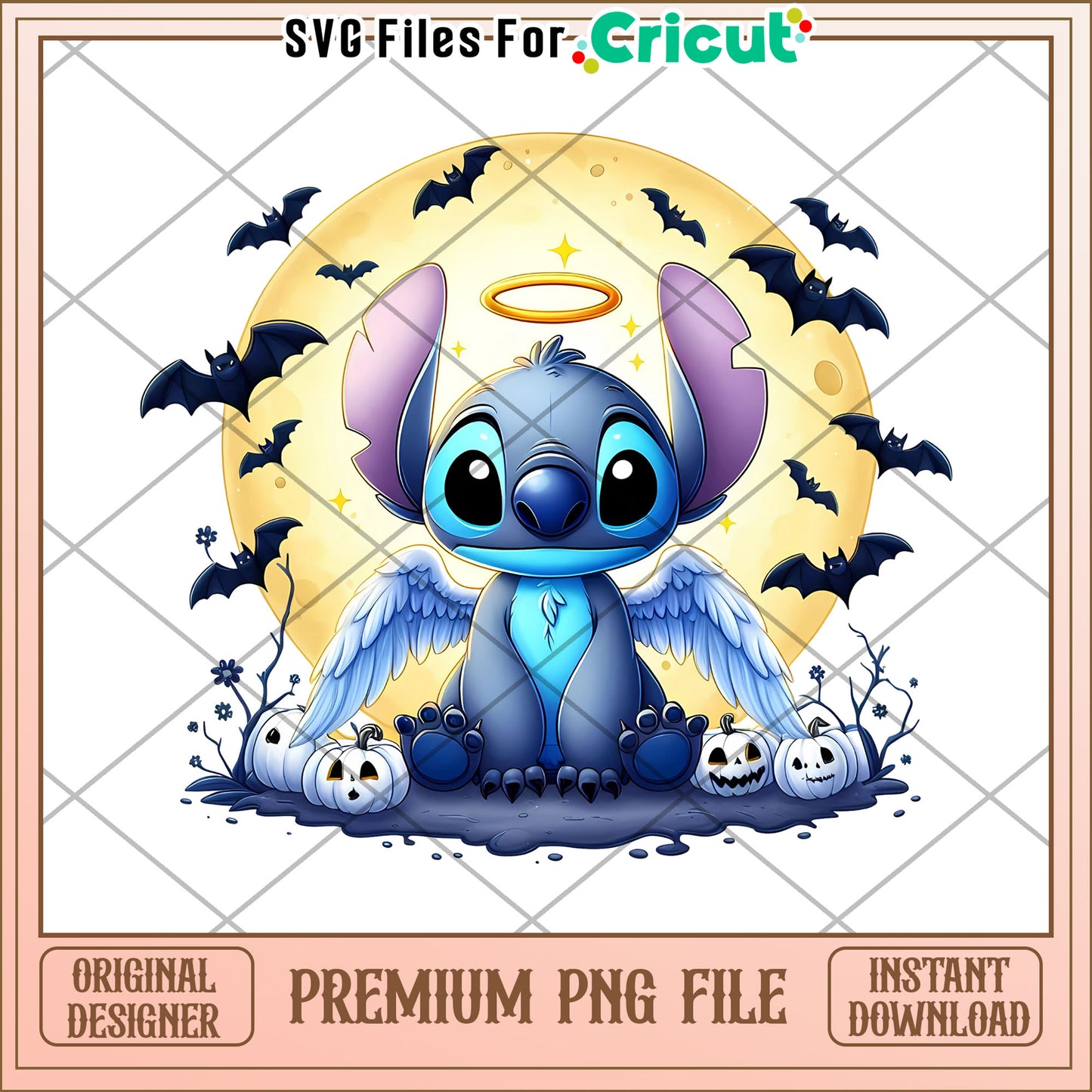 Cute angel stitch png, spirit halloween png, funny stitch png