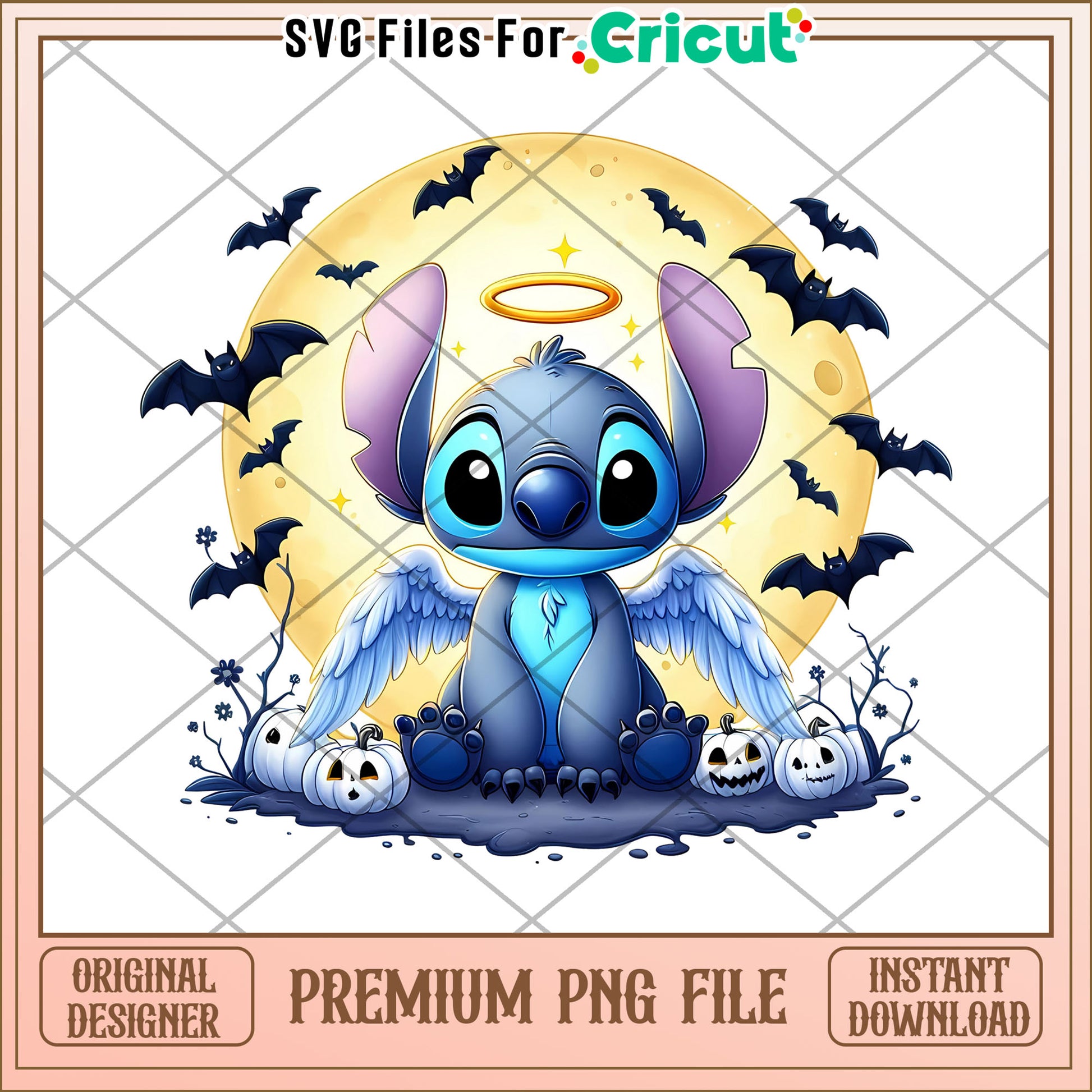 Cute angel stitch png, spirit halloween png, funny stitch png