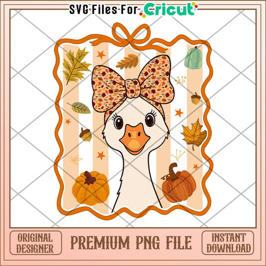 Cute autumn goose design png, fall season goose png, cozy goose png