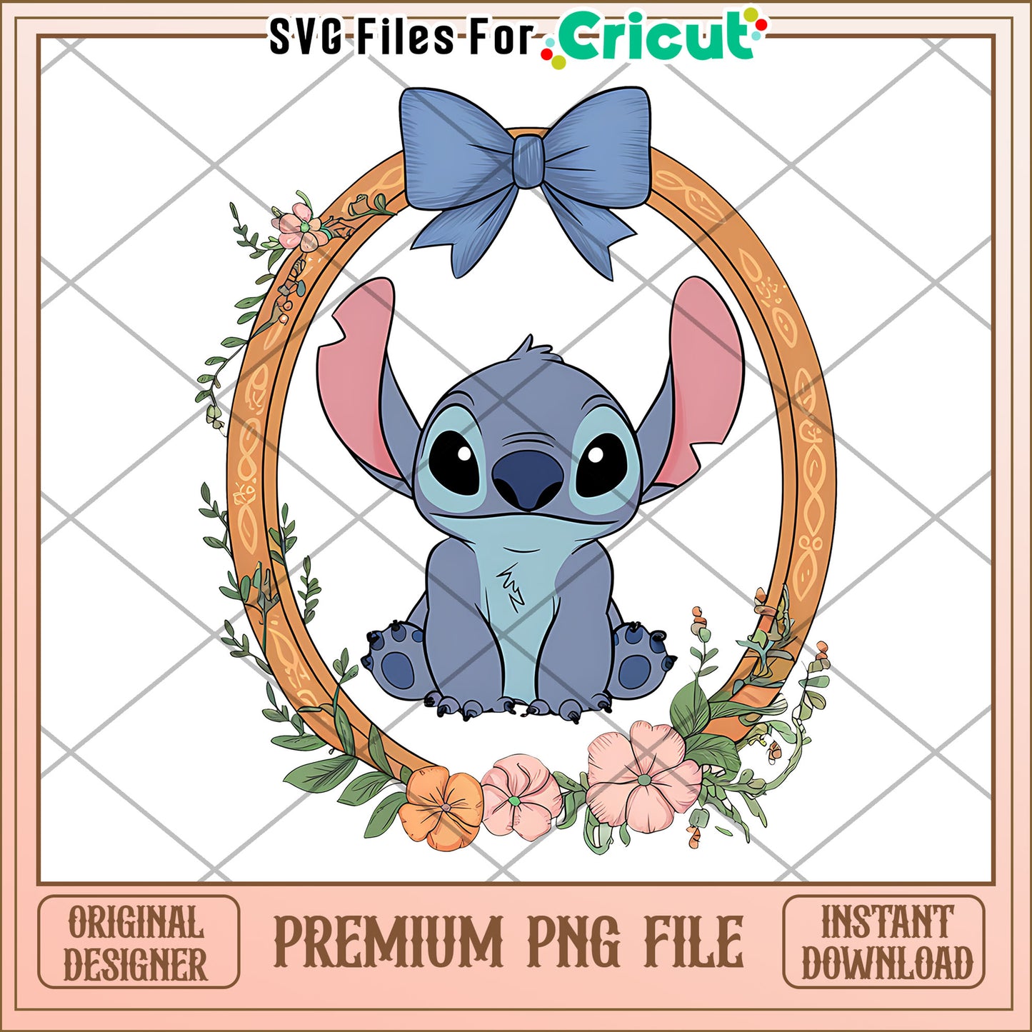 Cute cartoon character in floral frame design, perfect for crafts
