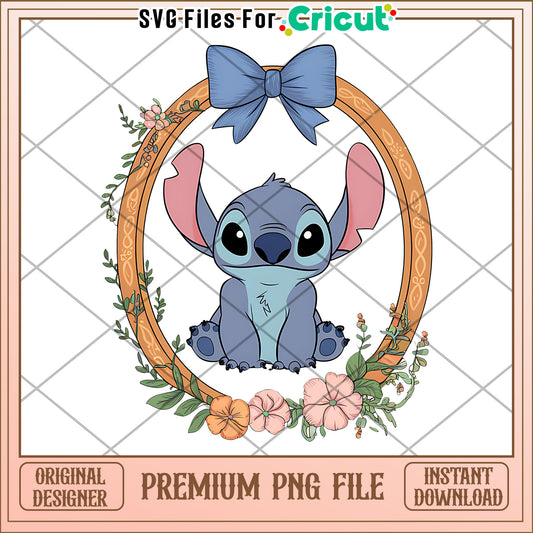 Cute cartoon character in floral frame design, perfect for crafts