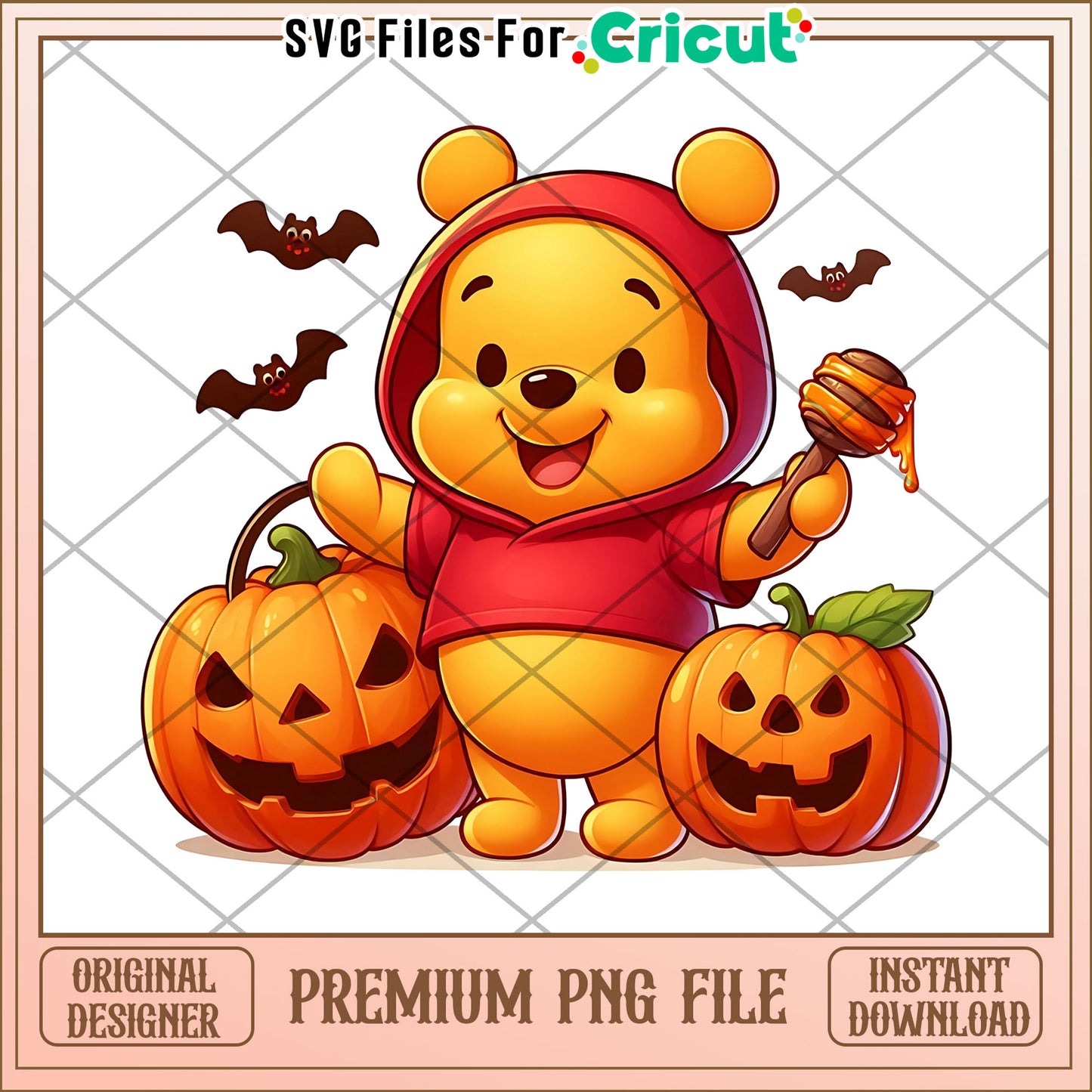 Cute chibi pooh pumpkin png, halloween characters png, cute halloween design png