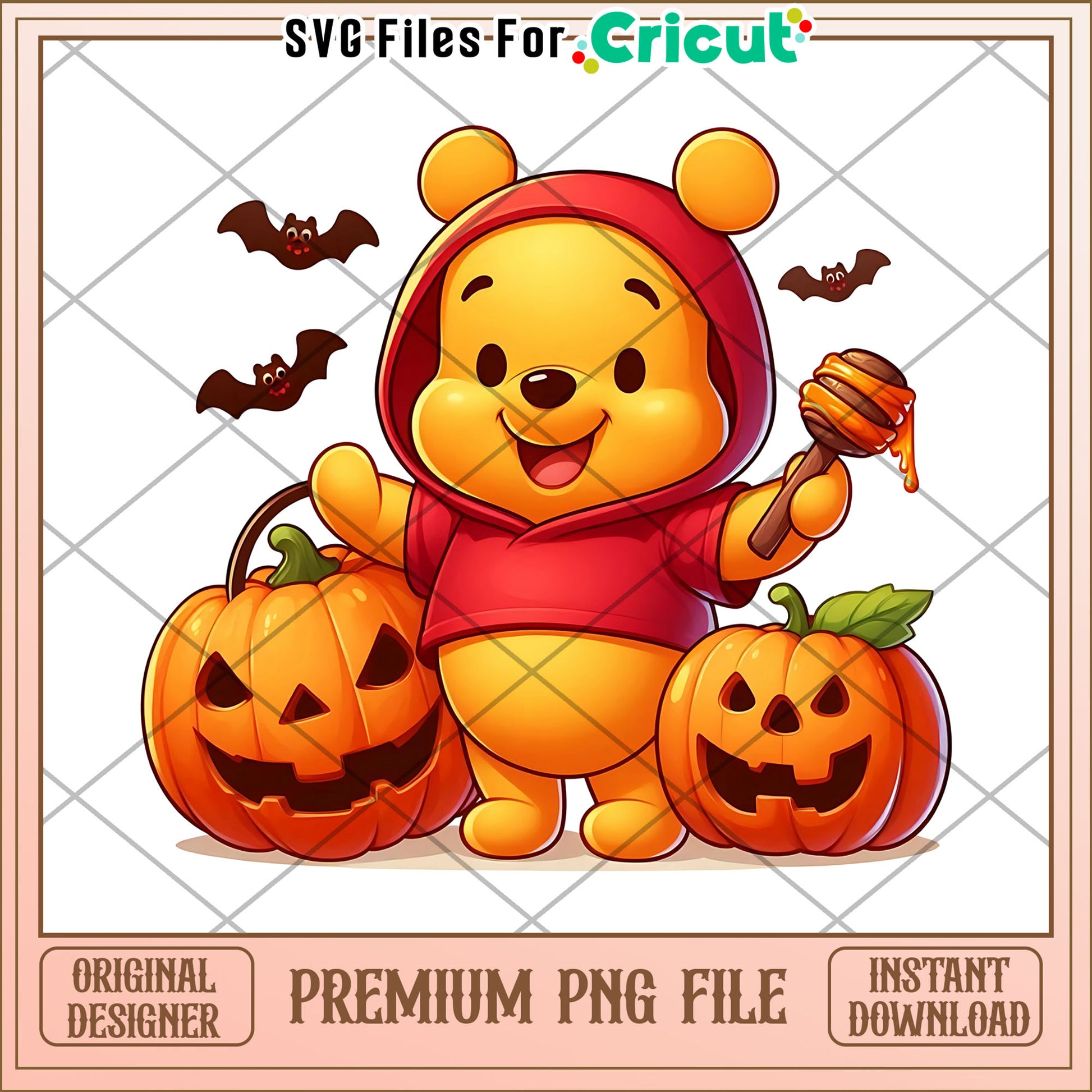Cute chibi pooh pumpkin png, halloween characters png, cute halloween design png