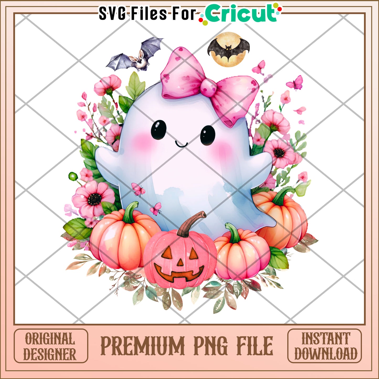 Cute ghost with flowers png, halloween​ png, halloween cartoons​ png