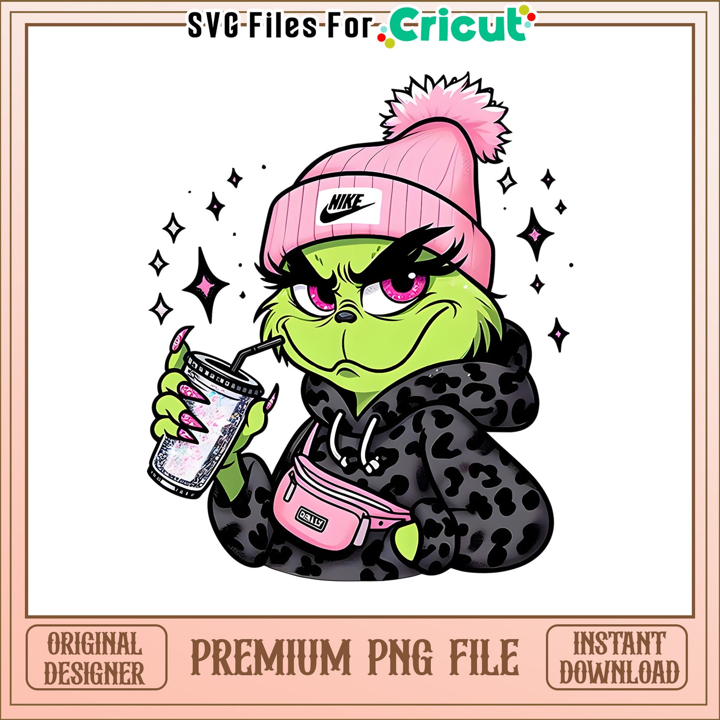 Cute girl grinch nike hat png, is the grinch disney plus​ png