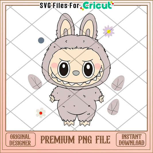 Cute grey labubu png, labubu halloween​ png, pop mart labubu dolls​​ png